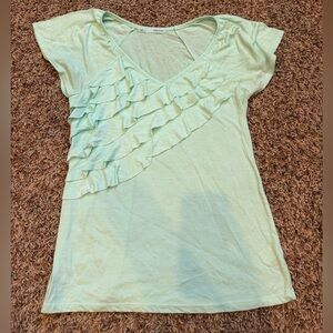 Maurices Mint Green Ruffle V-Neck Short Sleeve Top